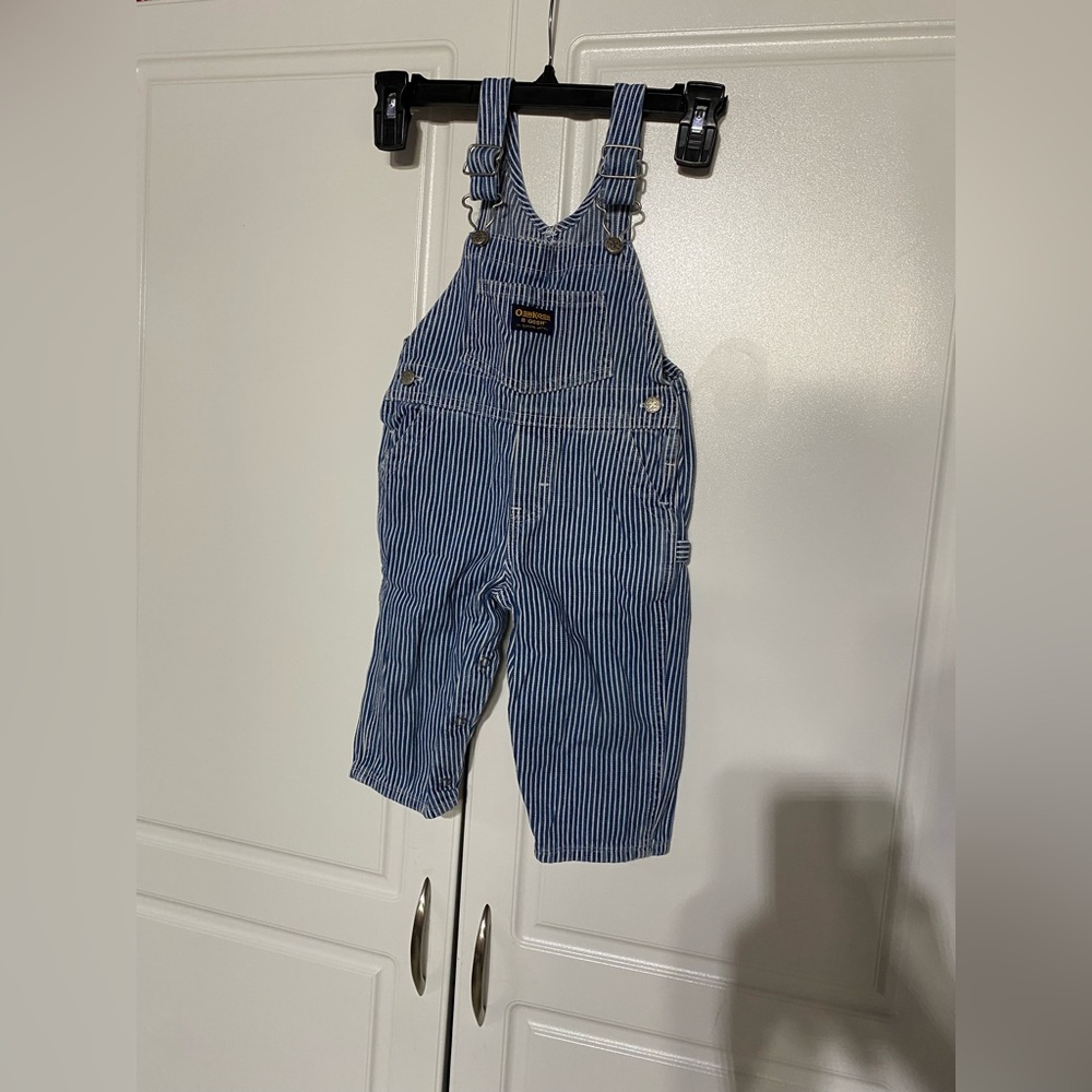 OshKosh B'gosh Navy Striped Overalls Y2K
